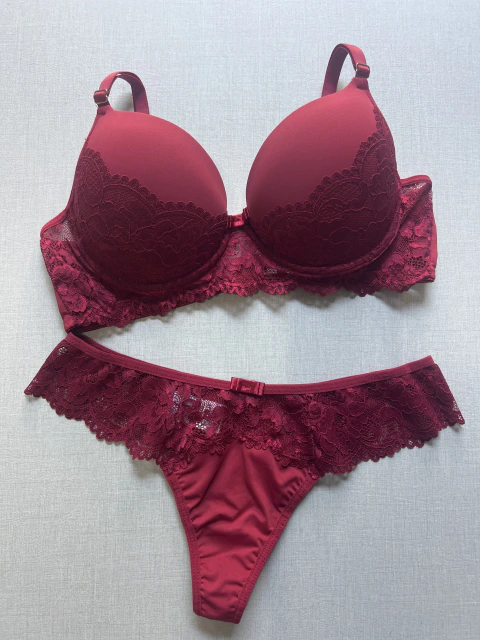 CONJUNTO MEIA RENDA VERMELHO