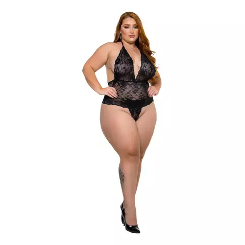 Body Rendado com Pérolas Tailandesas Plus size