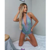 Body Rendado Bicolor Verde Agua c/ Lilas - comprar online