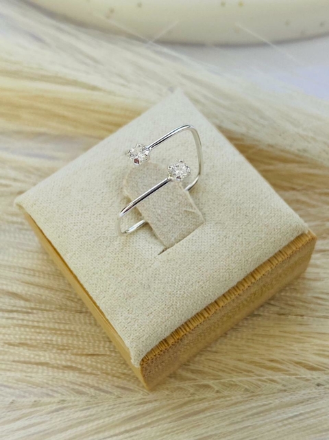 Anel quadrado zircônia prata 925