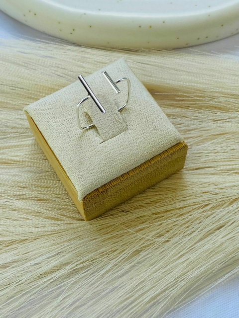 Anel haste dupla prata 925