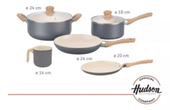 Set Bateria Cocina Hudson Gris Antiadherente 10 Piezas - comprar online