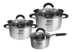Set 3 Ollas Cacerolas Bateria Hudson Acero Inox Inducción