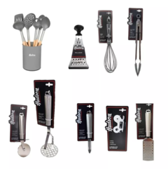 Set 14 Utensilios Base Gris Hudson Silicona Acero Teflon