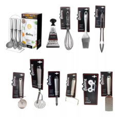 COMBO Juego 16 Utensilios Hudson Silicona Acero Apto Cerami Teflon