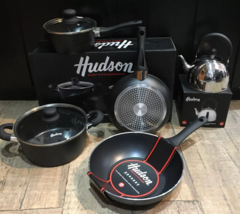 Juego De Ollas Pava Sarten Wok Hudson Apto Induccion Teflon
