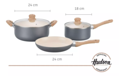 Batería De Cocina Hudson Gris Con Antiadherente 5 Piezas - comprar online