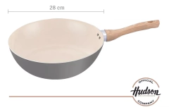 Wok De Aluminio Hudson Gris 28 Cm Con Antiad - comprar online