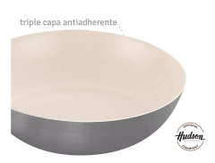 Wok De Aluminio Hudson Gris 28 Cm Con Antiad - bazarlaeconomia