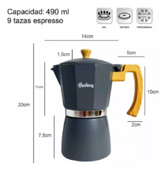 Set 3 Pz Cafetera Gris Hudson 9ta + 2 Tazas Vidrio - comprar online
