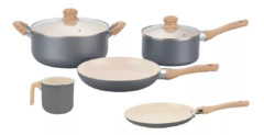 Set Bateria Cocina Hudson Gris Antiadherente 10 Piezas