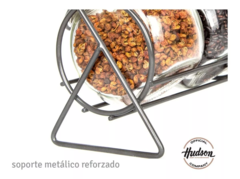 Rack Especiero De 4 Jarros Con Tapa De Acero Inoxidable en internet