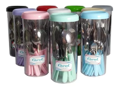 Set 24 Pz Cubierto Carol Tenedor Cuchillo Cuchara Frasco