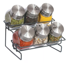 Rack Especiero De 6 Jarros Con Tapa De Acero Inoxidable