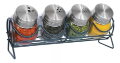 Imagen de Rack Especiero De 4 Jarros Con Tapa De Acero Inoxidable