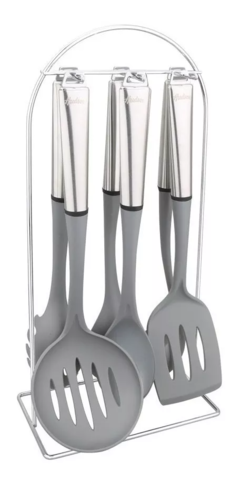 Set 6 Utensilios Nylon Y Acero Hudson