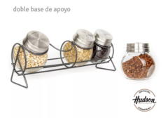Rack Especiero De 4 Jarros Con Tapa De Acero Inoxidable - comprar online