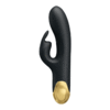 VIBRADOR GOLD ROYAL PLEASURE DOBLE ESTIMULACIÓN CON 7 FUNCIONES EN SILICONA LÍQUIDA USB RECARGABLE.IMPORTADO PRETTY LOVE