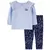 Trio Blusa M/L Azul Poá/Body Branco M/L Bordado/Calça Azul Floral - Menina - Ki Dengo