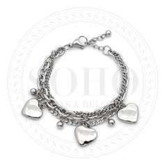 Pulsera Triple cadena corazon