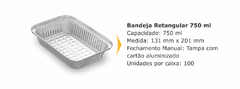 Bandeja Alumínio Marmitex Retangular com Tampa