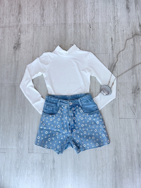 Short jeans ilhós - comprar online