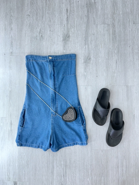 Macaquinho jeans escuro - comprar online