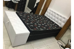 Kit Completo para seu Quarto - Base Box + Colchão + Painel e Puf Bau - M&R Móveis e Decoração