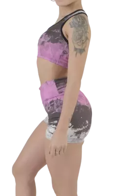 Conjunto corto short y top grunge rosa - tienda online