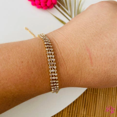 Pulseira Riviera Tripla Folheada o Ouro