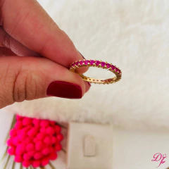 Anel Aparador Cravejado Pink Banhado a Ouro na internet