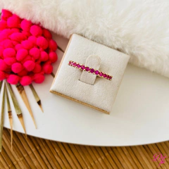 Anel Aparador Cravejado Pink Banhado a Ouro - comprar online