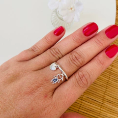 Anel Filho Pingente Banhado a Prata