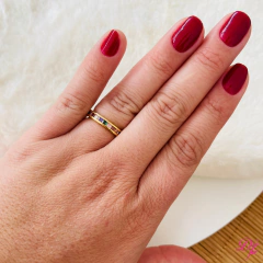 Anel Inteiro Zircônias Quadradas Colors Banhado a Ouro