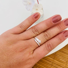 Anel Cobra Cravejada Banhado a Prata