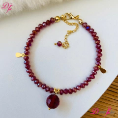 Pulseira Bordô em Cristais Folheado a Ouro