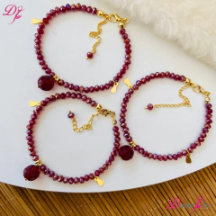Pulseira Bordô em Cristais Folheado a Ouro - comprar online
