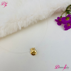 Colar Filha (Menina) Redondo no Nylon Banhado a Ouro