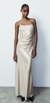 ZARA VESTIDO LARGO DRAPEADO PLATA en internet