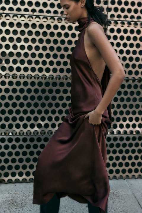 ZARA VESTIDO LARGO HALTER - comprar online