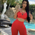 Conjunto Brocado Vermelho Cos V Wave - empina bumbum