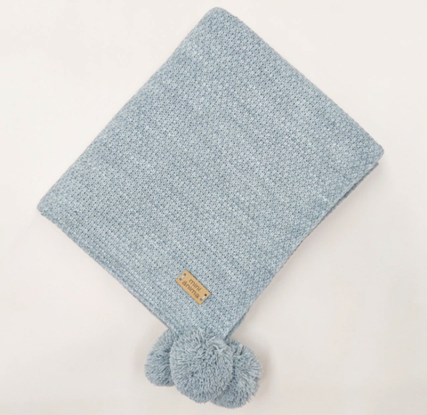 Mantita Pompón Gris 100% algodón