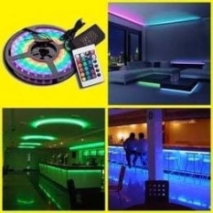 TIRA LED COLOR RGB 5M CON CONTROL INTENSIDAD 5050 CINTA AUTOADHESIVA - comprar online