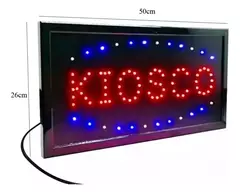 Cartel led Comercio Abierto Cafe Ferreteria Pizza Kiosko luminoso Directo 220v Azul Y Rojo Color Negro - comprar online