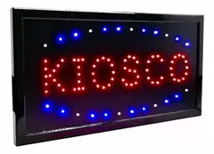 Cartel led Comercio Abierto Cafe Ferreteria Pizza Kiosko luminoso Directo 220v Azul Y Rojo Color Negro - comprar online