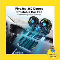 MINI VENTILADOR DOBLE 5 ASPAS 4 PULGADAS 12V Para Autos