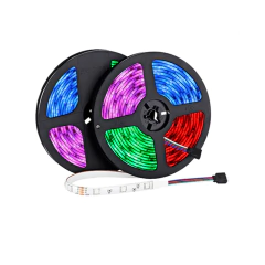 TIRA LED COLOR RGB 5M CON CONTROL INTENSIDAD 5050 CINTA AUTOADHESIVA - tienda online