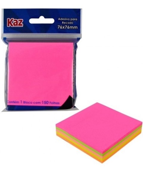 Bloco Adesivo 76x76 C/5 Cores Neon C/150fls