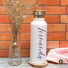 Garrafa Inox Bambu Personalizada - Papelaria Talibru