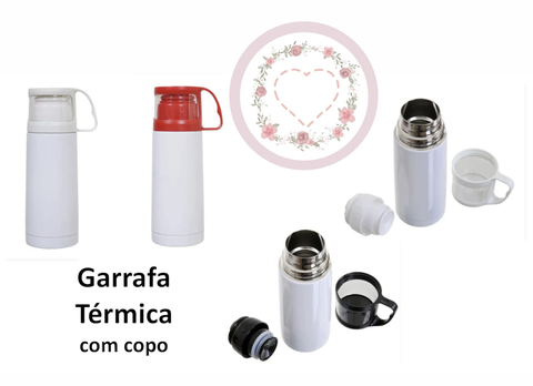 Garrafa térmica aço inox com copo Personalizada